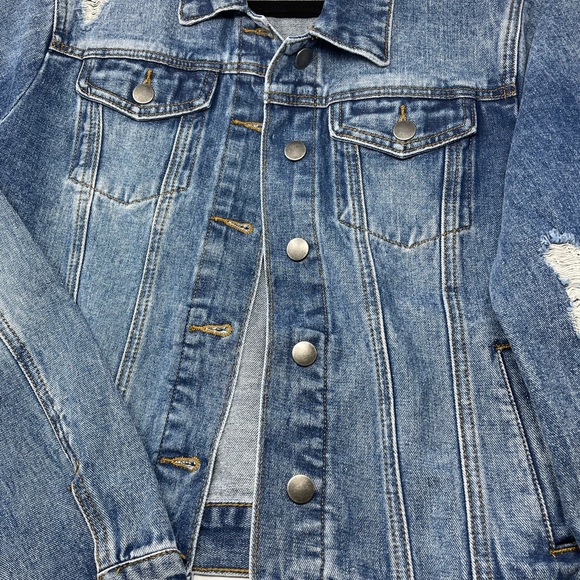 New without tags distressed Jean jacket L - Picture 5 of 8